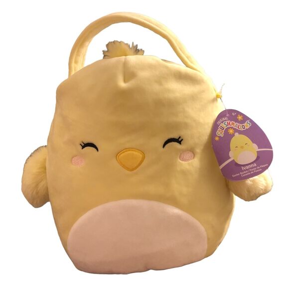 Squishmallow Ivanna Yellow Chick Easter Basket Fuzzy Wings KellyToy Spring NWT - Picture 3 of 9